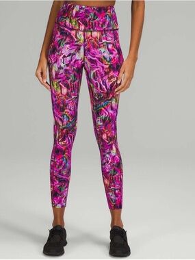 Lululemon Fast and Free High-Rise Tight 25" *Nulux Hyper Flow Pink Multi